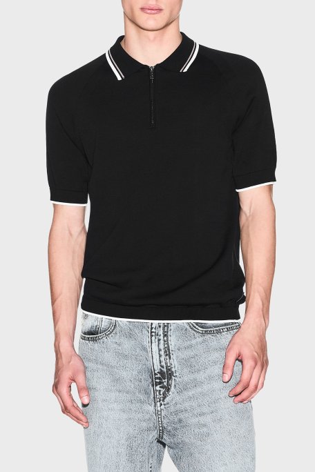 Armani Exchange % 100 Pamuk Regular Fit Fermuarlı Erkek Polo XM001977 AF20139 UC001 SİYAH - Armani Exchange