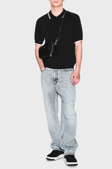 Armani Exchange % 100 Pamuk Regular Fit Fermuarlı Erkek Polo XM001977 AF20139 UC001 SİYAH - Armani Exchange (1)