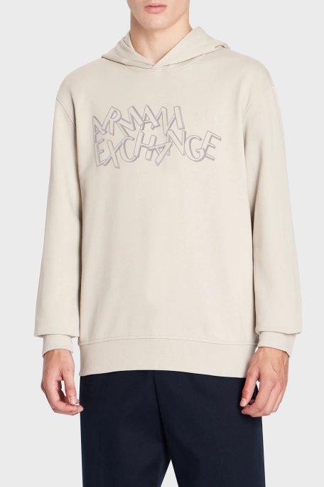 Armani Exchange % 100 Pamuk Regular Fit Kapüşonlu Erkek Sweat 6RZMBB ZJBWZ 1934 BEJ - Armani Exchange