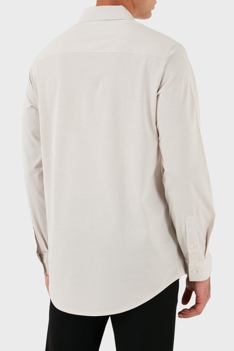 Armani Exchange % 100 Pamuk Regular Fit Klasik Yaka Erkek Gömlek XM001370 AF10364 U1013 GRİ - Armani Exchange (1)