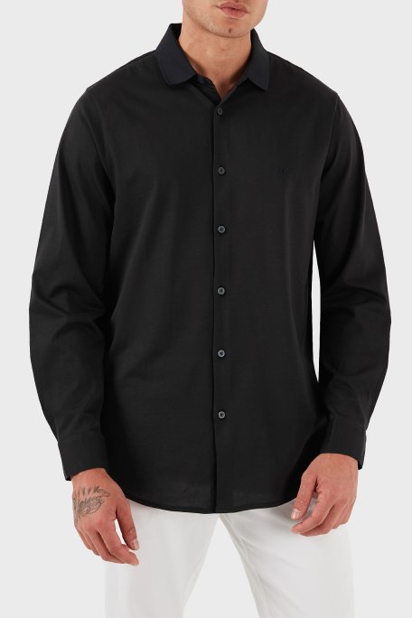 Armani Exchange % 100 Pamuk Regular Fit Klasik Yaka Erkek Gömlek XM001370 AF10364 UB101 LACİVERT - Armani Exchange