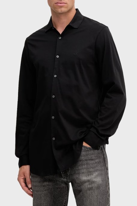 Armani Exchange % 100 Pamuk Regular Fit Klasik Yaka Erkek Gömlek XM001370 AF10364 UC001 SİYAH - Armani Exchange
