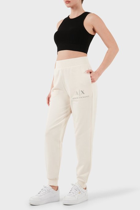 Armani Exchange % 100 Pamuk Regular Fit Ribanalı Paça Bayan Pantolon XW000162 AF11851 U1003 EKRU - Armani Exchange (1)