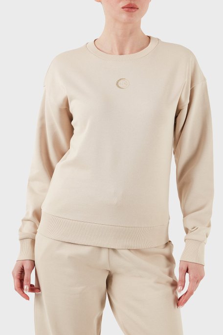 Armani Exchange % 100 Pamuk Relaxed Fit Bisiklet Yaka Bayan Sweat XW000317 AF12217 U1095 BEJ - Armani Exchange