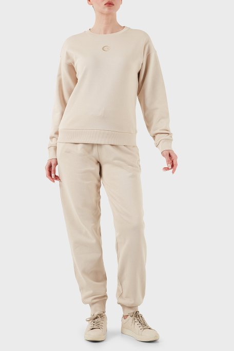 Armani Exchange % 100 Pamuk Relaxed Fit Bisiklet Yaka Bayan Sweat XW000317 AF12217 U1095 BEJ - Armani Exchange (1)