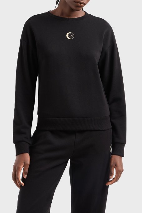 Armani Exchange % 100 Pamuk Relaxed Fit Bisiklet Yaka Bayan Sweat XW000317 AF12217 UC001 SİYAH - Armani Exchange