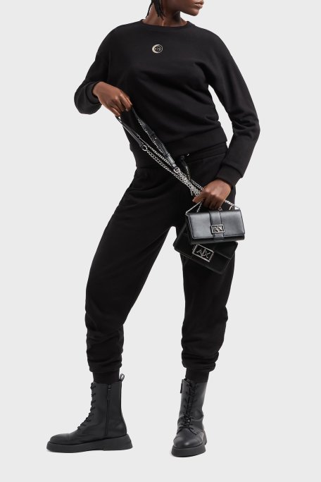 Armani Exchange % 100 Pamuk Relaxed Fit Bisiklet Yaka Bayan Sweat XW000317 AF12217 UC001 SİYAH - Armani Exchange (1)