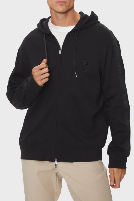 Armani Exchange % 100 Pamuklu Kapüşonlu Erkek Sweat 6DZMLC ZJNNZ 1200 SİYAH - Armani Exchange
