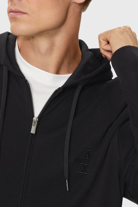 Armani Exchange % 100 Pamuklu Kapüşonlu Erkek Sweat 6DZMLC ZJNNZ 1200 SİYAH - Armani Exchange (1)