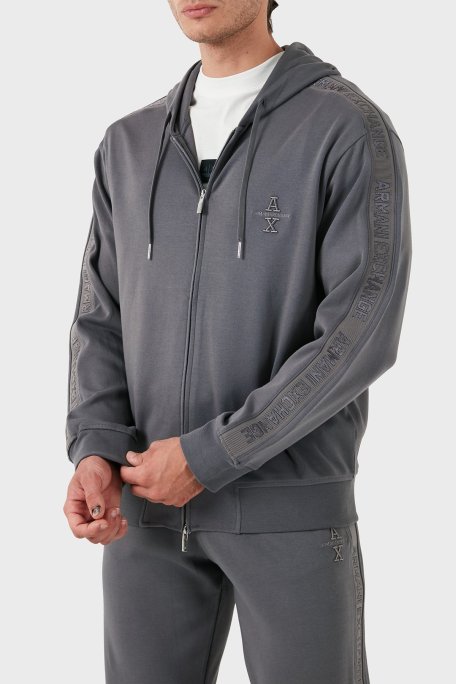Armani Exchange % 100 Pamuklu Kapüşonlu Erkek Sweat 6DZMLC ZJNNZ 19AA GRİ - Armani Exchange (1)