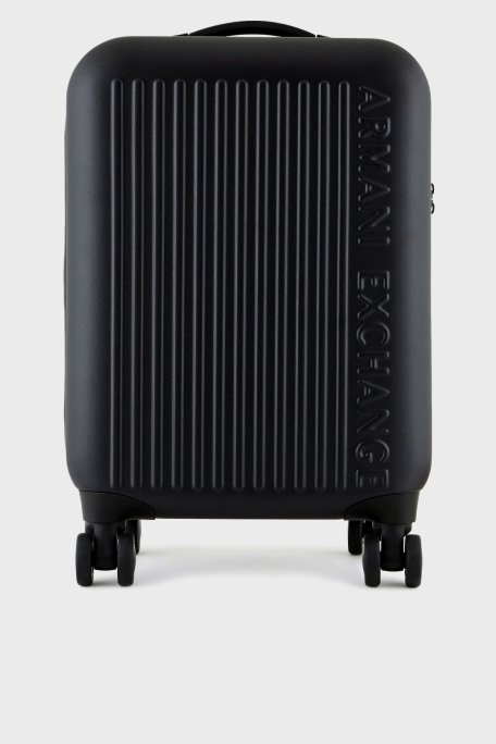 Armani Exchange 4G Kabartmalı Logolu Çift Fermuarlı Kabin Boy Erkek Valiz XM000899 AF13793 UC001 SİYAH - Armani Exchange
