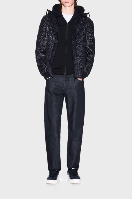 Armani Exchange 4G Kabartmalı Logolu Regular Fit Kapüşonlu Erkek Mont XM001093 AF16589 FC196 SİYAH - Armani Exchange (1)