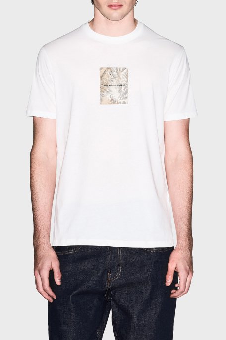 Armani Exchange Baskılı Pamuklu Regular Fit Bisiklet Yaka Erkek T Shirt XM002501 AF10356 U0009 EKRU - Armani Exchange