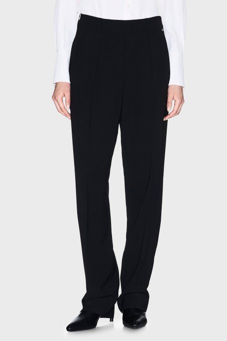 Armani Exchange Çimalı Relaxed Fit Yüksek Bel Düz Paça Bayan Pantolon XW000664 AF10872 UC001 SİYAH - Armani Exchange