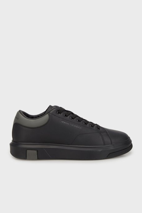 Armani Exchange Deri Logolu Sneaker Erkek Ayakkabı XUX123 XV534 MZ262 SİYAH - Armani Exchange