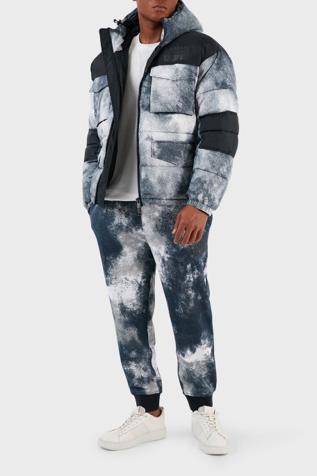 Armani Exchange Desenli Belden Bağlamalı Cepli Spor Erkek Pantolon 6RZPJK ZJDGZ 21CE BEYAZ-MAVİ - Armani Exchange