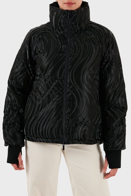 Armani Exchange Desenli Regular Fit Çıkarılabilir Kapüşonlu Bayan Mont XW000690 AF16211 FC102 SİYAH - Armani Exchange