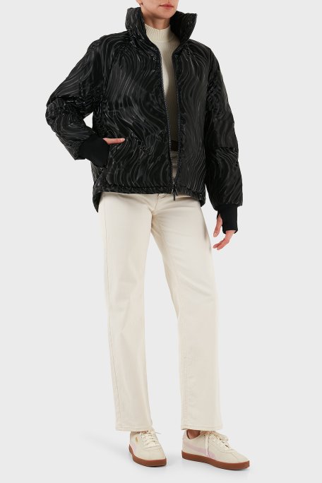 Armani Exchange Desenli Regular Fit Çıkarılabilir Kapüşonlu Bayan Mont XW000690 AF16211 FC102 SİYAH - Armani Exchange (1)