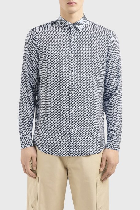 Armani Exchange Desenli Regular Fit Erkek Gömlek 3DZC48 ZNRNZ 71AZ LACİVERT - Armani Exchange