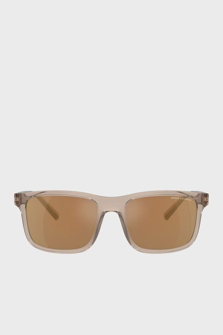 Armani Exchange Dikdörtgen Güneş Erkek Gözlük 0AX4145S 83445A 57 Parlak Şeffaf Kahve-Kahve Ayna - Armani Exchange (1)