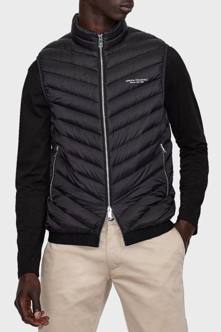 Armani Exchange Ördek Tüyü Dolgulu Dik Yaka Şişme Erkek Yelek 8NZQ52 ZNW3Z 0217 SİYAH - Armani Exchange