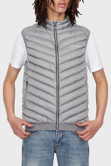 Armani Exchange Ördek Tüyü Dolgulu Regular Fit Şişme Erkek Yelek 8NZQ52 ZNW3Z 0902 GRİ - Armani Exchange