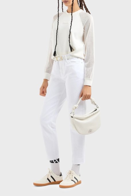 Armani Exchange J16 Boyfriend Kısa Paça Jeans Bayan Kot Pantolon 3DYJ16 Y15MZ 0104 BEYAZ - Armani Exchange