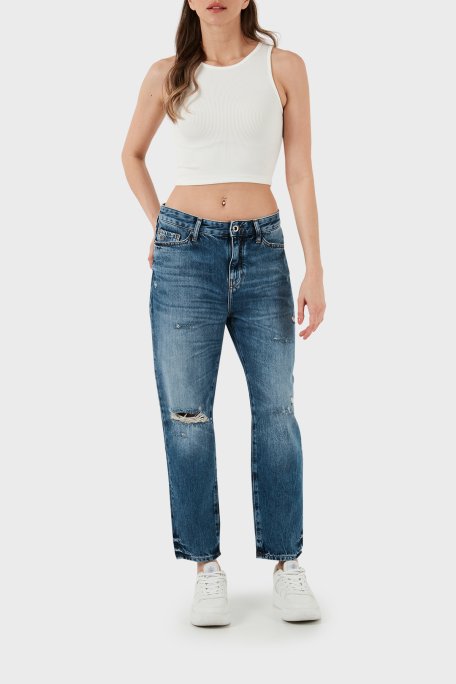 Armani Exchange J16 Yüksek Bel Boyfriend Jeans Kadın Kot Pantolon 3DYJ16 Y16GZ 05EK MAVİ - Armani Exchange (1)
