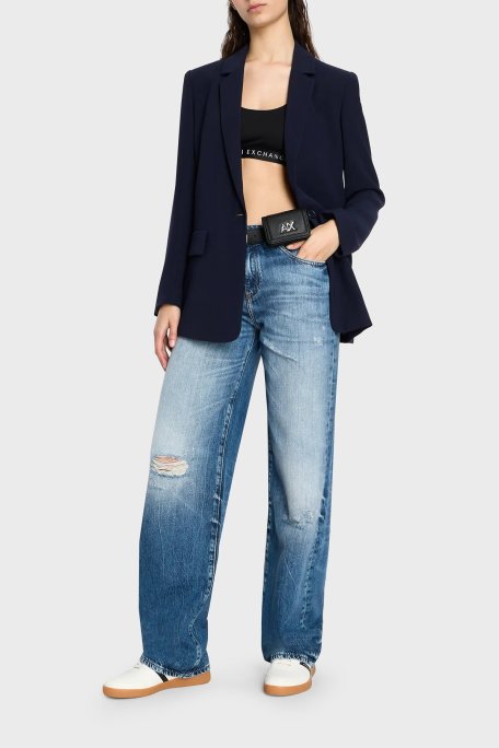 Armani Exchange J52 Relaxed Fit Geniş Paça Jeans Bayan Kot Pantolon 3DYJ52 Y16GZ 05EK MAVİ - Armani Exchange