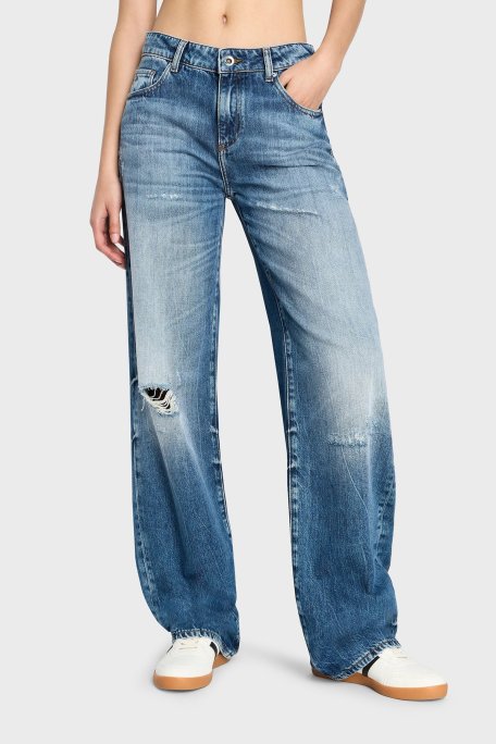 Armani Exchange J52 Relaxed Fit Geniş Paça Jeans Bayan Kot Pantolon 3DYJ52 Y16GZ 05EK MAVİ - Armani Exchange (1)