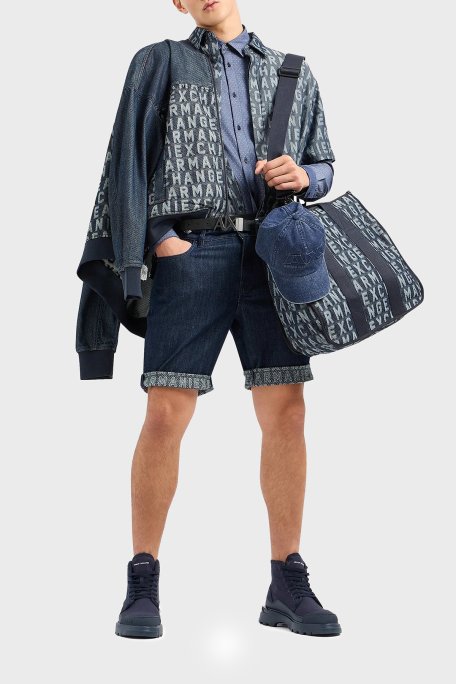 Armani Exchange J65 Streç Regular Fit Cepli Kot Erkek Short 3DZJ65 Z1XKZ 25FR LACİVERT - Armani Exchange (1)