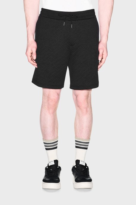 Armani Exchange Jakarlı Belden Bağlamalı Bermuda Short Erkek Pantolon XM002345 AF21862 UC001 Siyah - Armani Exchange