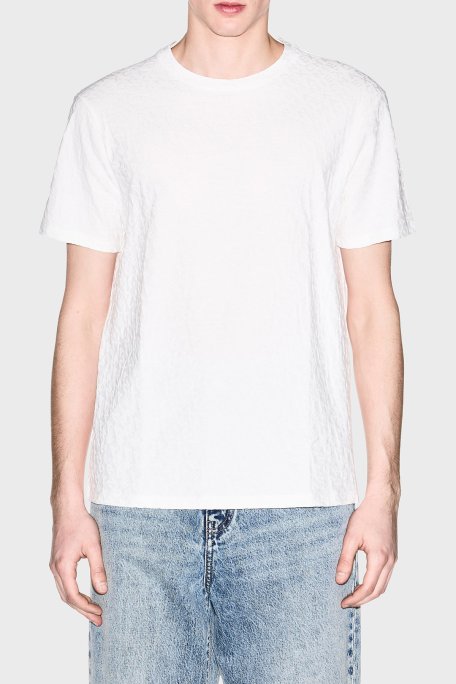 Armani Exchange Jakarlı Dar Kesim Bisiklet Yaka Erkek T Shirt XM002821 AF10337 U0009 Beyaz - Armani Exchange