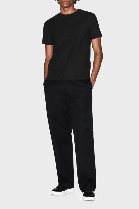 Armani Exchange Jakarlı Dar Kesim Bisiklet Yaka Erkek T Shirt XM002821 AF10337 UC001 SİYAH - Armani Exchange (1)