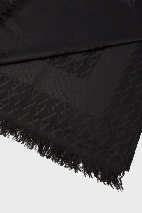 Armani Exchange Jakarlı Logo Baskılı 85 x 180 cm Çift Taraflı Bayan Şal XW001408 AF16977 FC026 SİYAH - Armani Exchange (1)