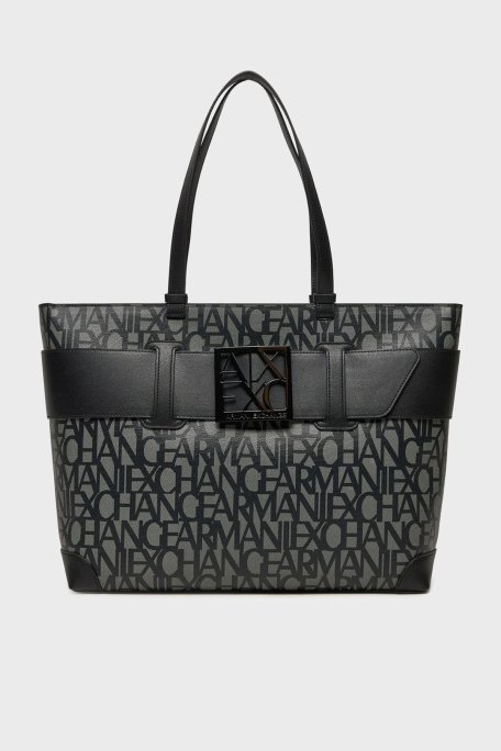 Armani Exchange Jakarlı Logo Baskılı Büyük Bayan Çanta 949127 3F742 00850 SİYAH - Armani Exchange