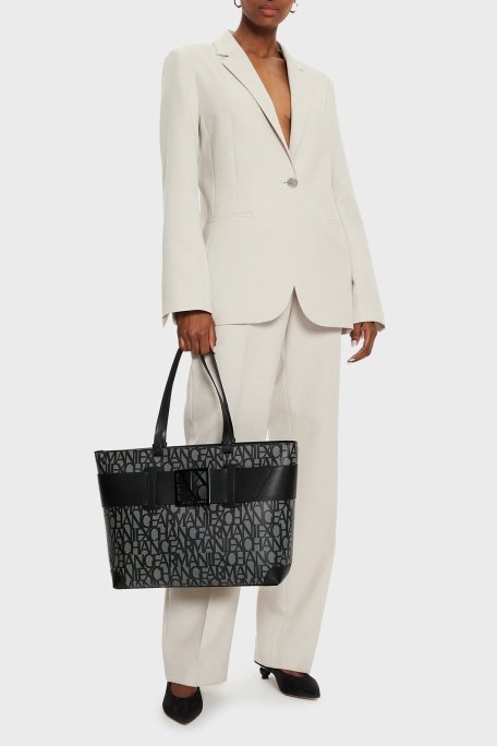 Armani Exchange Jakarlı Logo Baskılı Büyük Bayan Çanta 949127 3F742 00850 SİYAH - Armani Exchange (1)