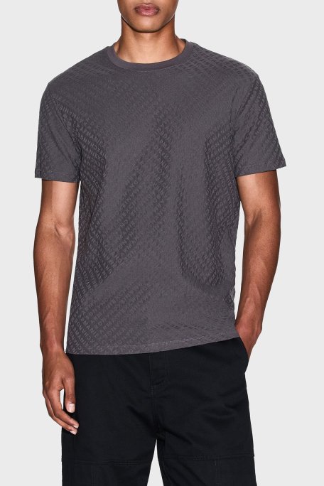 Armani Exchange Jakarlı Tamamı Logolu Pamuklu Regular Fit Bisiklet Yaka Erkek T Shirt XM001431 AF10337 F8039 ANTRASİT - Armani Exchange