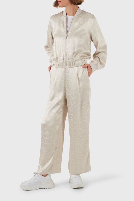 Armani Exchange Jakarlı Yüksek Bel Bol Paça Bayan Pantolon 6DYP19 YN3VZ 1998 BEJ - Armani Exchange