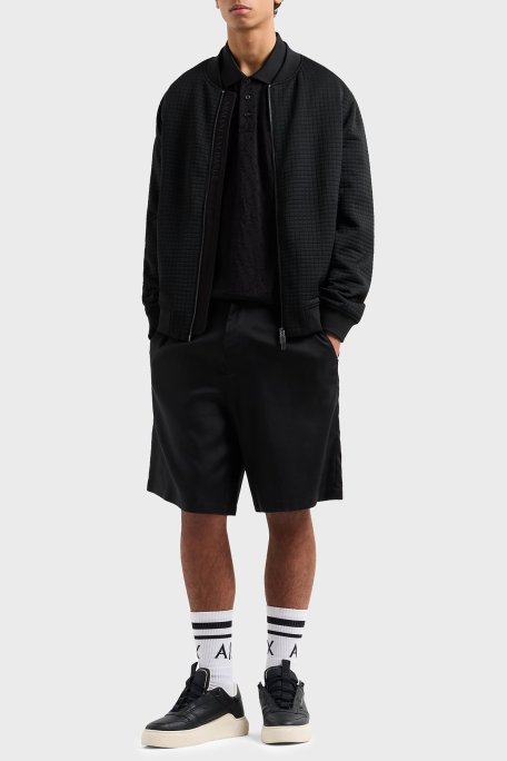 Armani Exchange Kabartmalı Logo Baskılı % 100 Pamuk Regular Fit Düğmeli Erkek Polo Yaka T Shirt XM000477 AF10337 FC013 SİYAH - Armani Exchange (1)