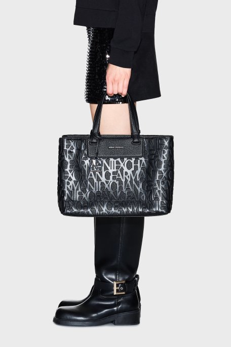 Armani Exchange Kabartmalı Logo Baskılı Ayarlanabilir Askılı Bayan Çanta XW001222 AF15774 UC001 SİYAH - Armani Exchange (1)