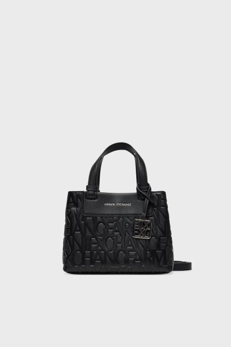 Armani Exchange Kabartmalı Logo Baskılı Çıkarılabilir Askılı Small Bayan Çanta XW001576 AF15774 UC001 SİYAH - Armani Exchange