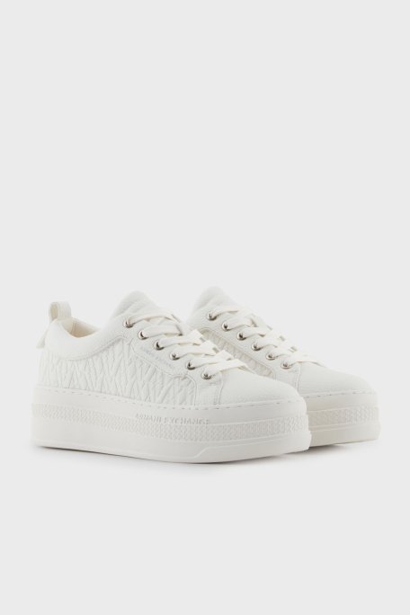 Armani Exchange Kabartmalı Logolu Platform Taban Sneaker Bayan Ayakkabı XW001630 AF17351 U0011 BEYAZ - Armani Exchange (1)