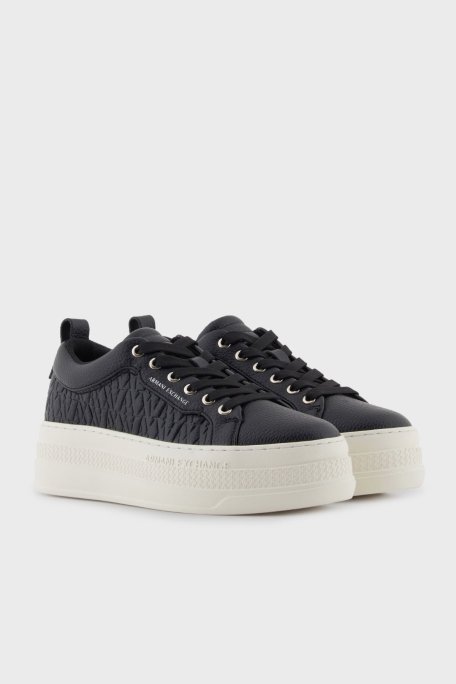 Armani Exchange Kabartmalı Logolu Platform Taban Sneaker Bayan Ayakkabı XW001630 AF17351 UC001 SİYAH - Armani Exchange (1)