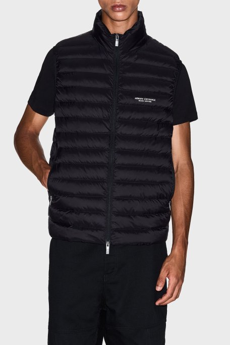 Armani Exchange Kapitoneli Kuş Tüyü Dolgulu Regular Fit Şişme Erkek Yelek XM001576 AF16927 UC001 SİYAH - Armani Exchange