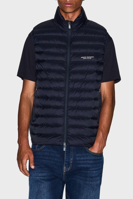 Armani Exchange Kapitoneli Kuş Tüyü Dolgulu Şişme Erkek Yelek XM001576 AF16927 UB101 LACİVERT - Armani Exchange