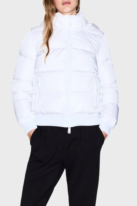 Armani Exchange Kapitoneli Regular Fit Çıkarılabilir Kapüşonlu Şişme Bayan Mont XW000228 AF12286 U0002 BEYAZ - Armani Exchange