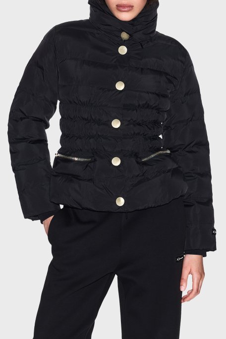 Armani Exchange Kapitoneli Regular Fit Dik Yaka Düğmeli Bayan Mont XW000653 AF15984 UC001 SİYAH - Armani Exchange