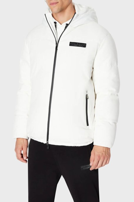 Armani Exchange Kapüşonlu Çift Yönlü Fermuarlı Regular Fit Erkek Mont 6RZB03 ZNICZ 1116 BEYAZ - Armani Exchange