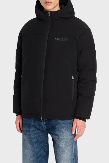 Armani Exchange Kapüşonlu Çift Yönlü Fermuarlı Regular Fit Erkek Mont 6RZB03 ZNICZ 1200 SİYAH - Armani Exchange
